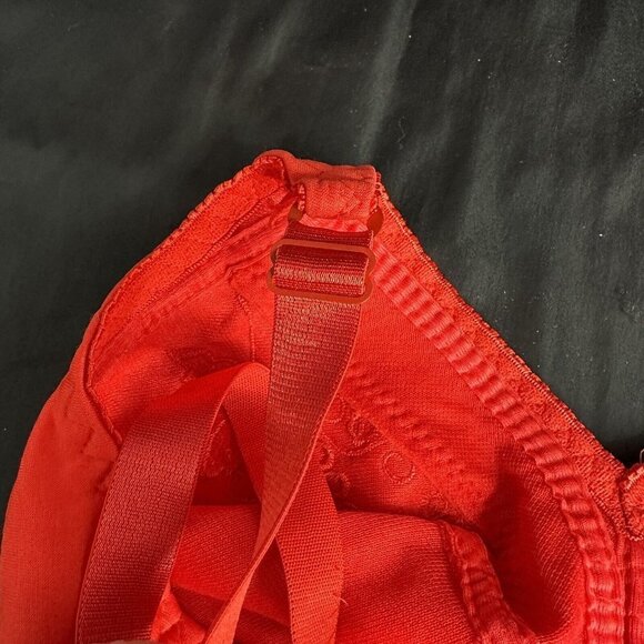 Red Bra 28C No Underwire Soft Comfortable Fit With Embroidered Floral Grapes - Picture 7 of 10